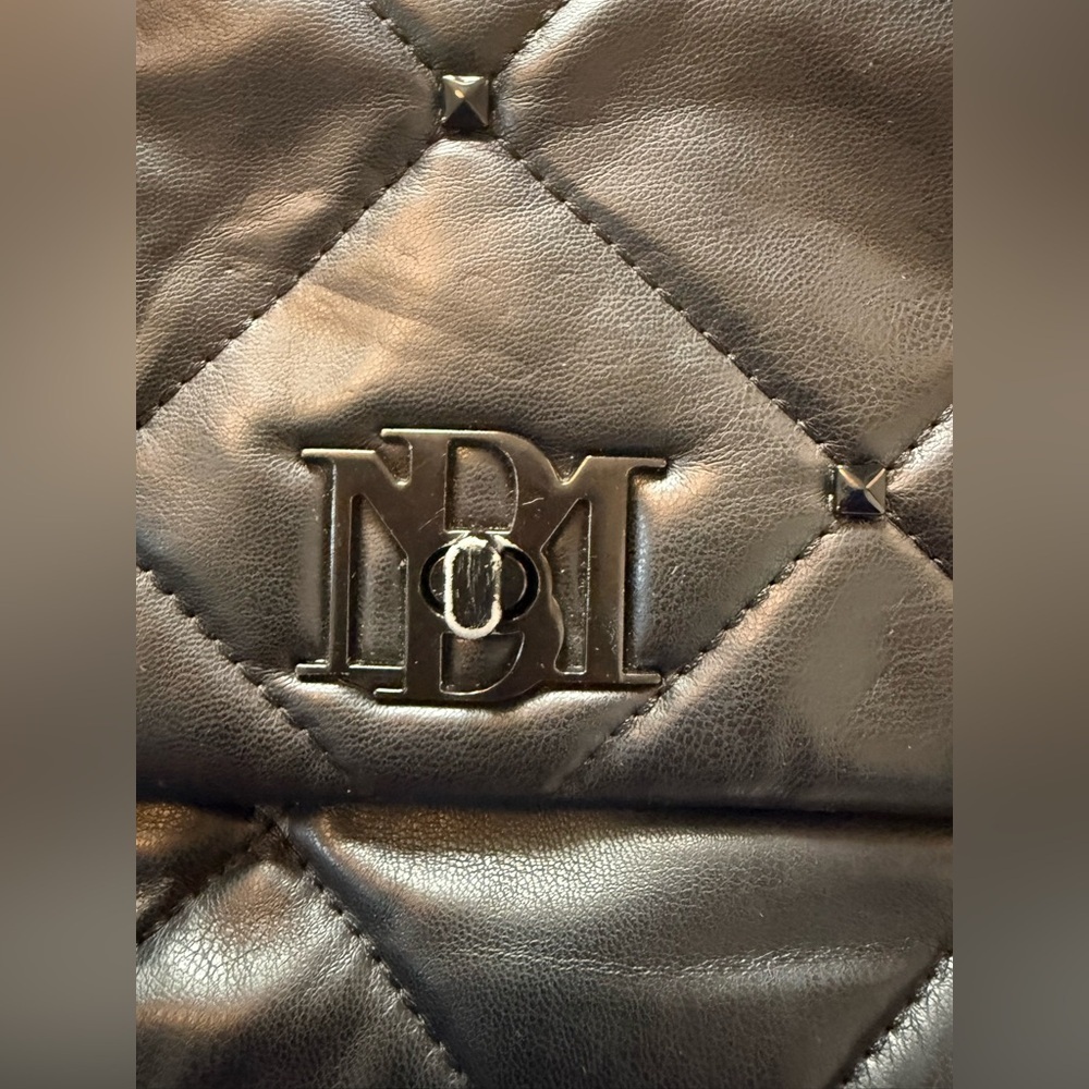 Badgley Mischka Black Quilted Chain Crossbody Bag Edgy Shoulder Purse Handbag - Picture 4 of 15